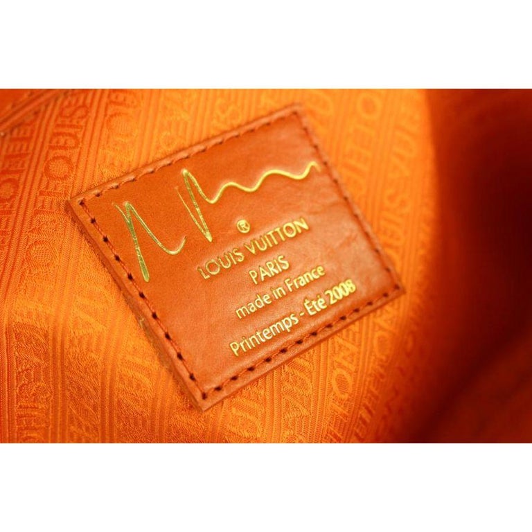 Women's Louis Vuitton Richard Prince Red Jaune Denim Monogram Pulp Weekender PM Bag 