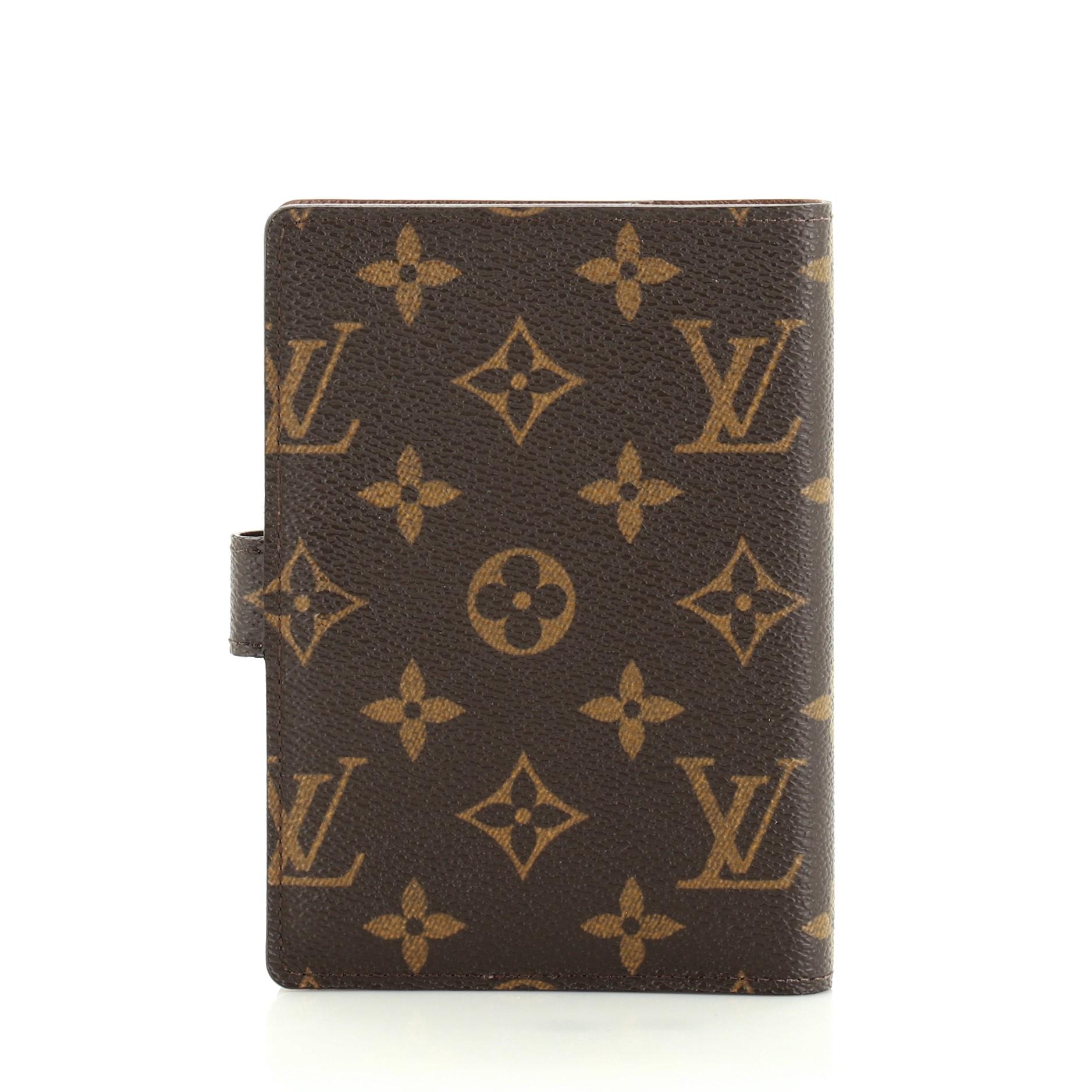 Black Louis Vuitton Ring Agenda Cover Monogram Canvas PM
