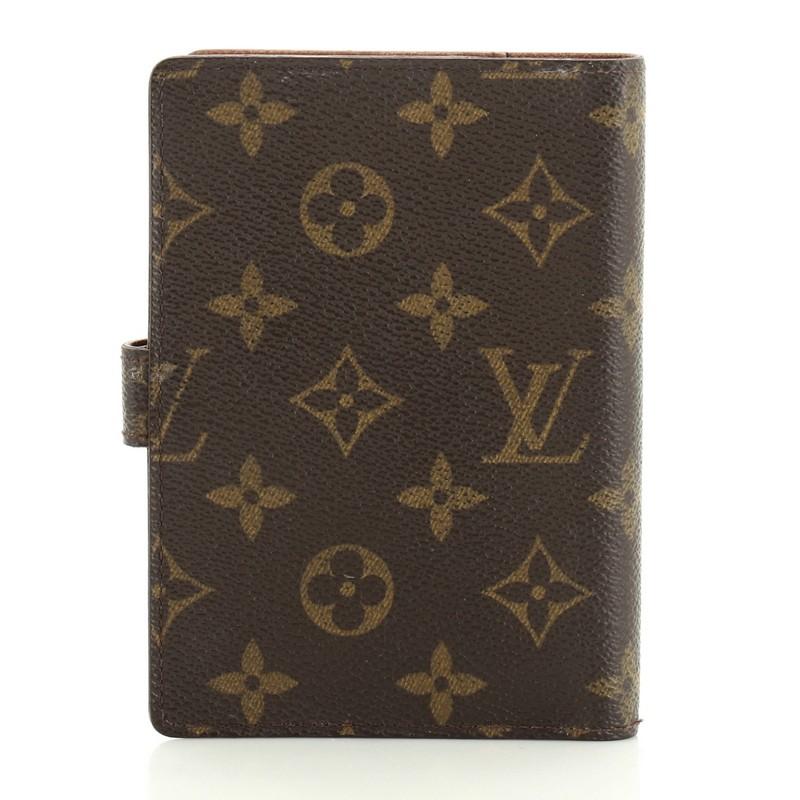 Black Louis Vuitton Ring Agenda Cover Monogram Canvas PM