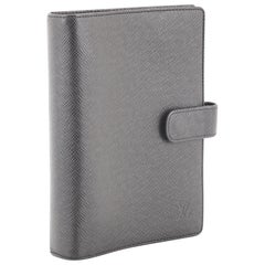 Louis Vuitton Ring Agenda Cover Taiga Leather MM Black