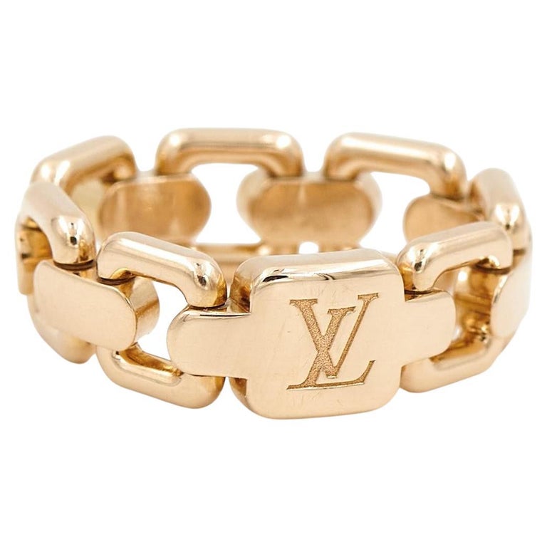 Louis Vuitton Monogram Yellow Gold Cocktail Band Ring Sz 6 3/4