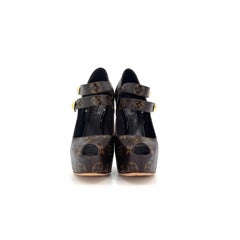 Louis Vuitton Ritual Fetish LV Monogram Maryjane Platform Peep Toe Pumps 37