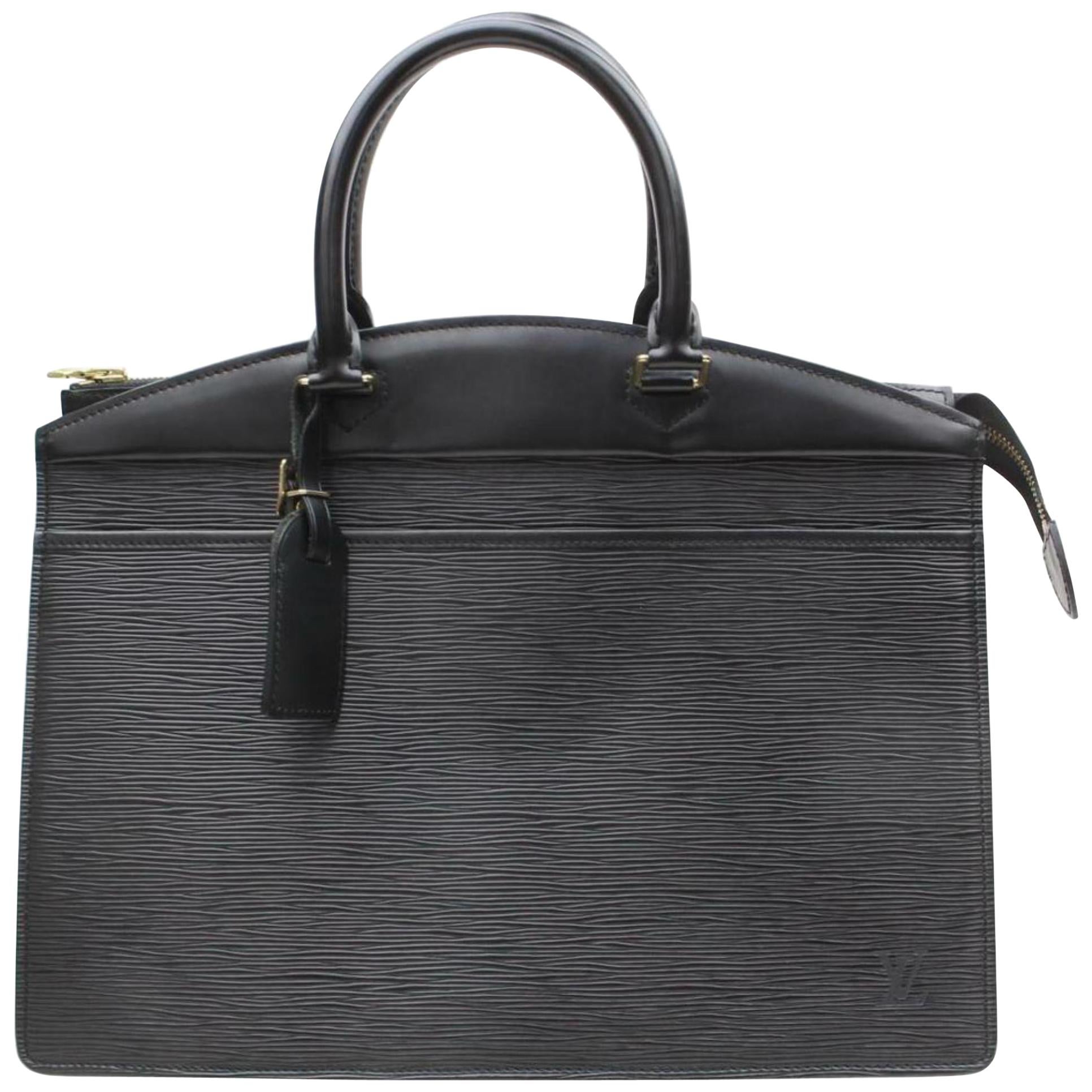 Louis Vuitton Riviera Noir Vanity Case Tote 870087 Black Leather Satchel For Sale
