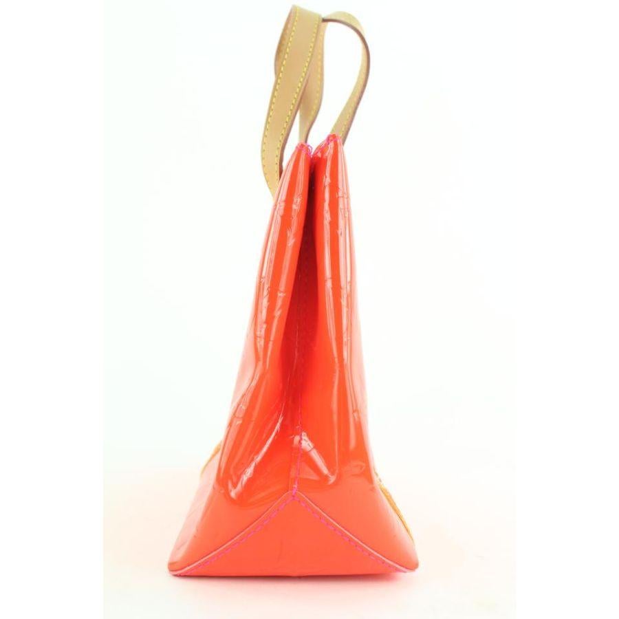 Louis Vuitton Rob Wilson Orange Monogram Vernis Fluo Neon Reade PM Tote Bag For Sale 5