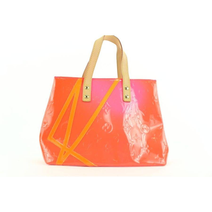 Women's Louis Vuitton Rob Wilson Orange Monogram Vernis Fluo Neon Reade PM Tote Bag For Sale