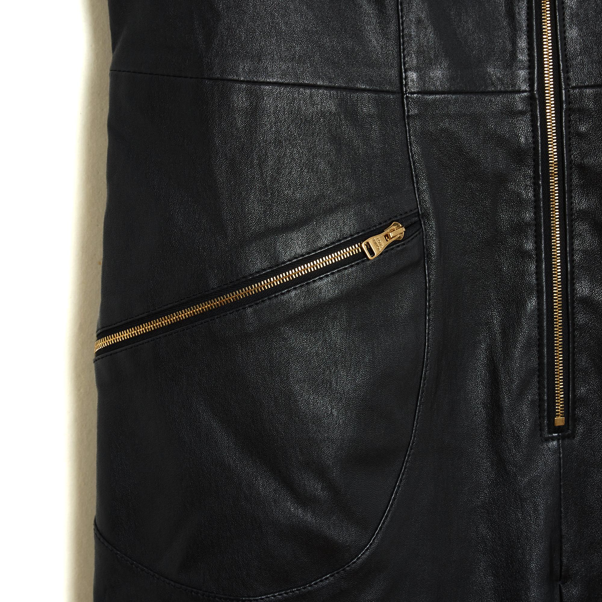 Nero Louis Vuitton Robe Cuir Noir FR42 Pelle Nera Abito Minimal UK14 US12 in vendita