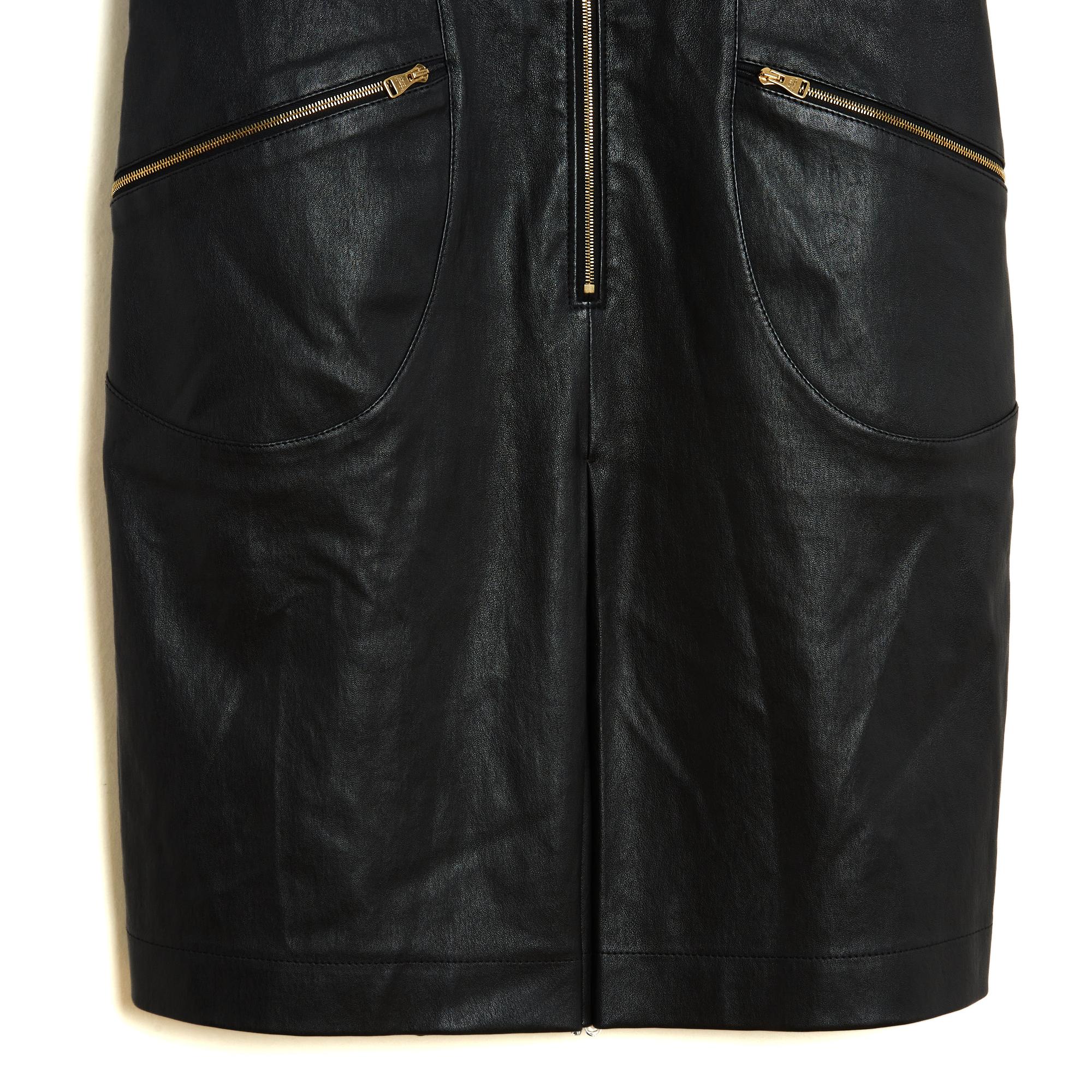 Donna Louis Vuitton Robe Cuir Noir FR42 Pelle Nera Abito Minimal UK14 US12 in vendita