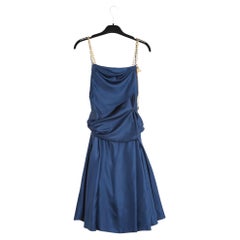 Louis Vuitton Robe FR38 Marc Jacobs Marineblauer Seiden-Satin-Klappverschluss UK10 US8