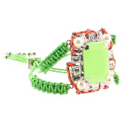 Louis Vuitton Rope Bracelet Rhinestone and Faux Pearl Green