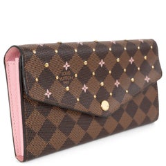 LOUIS VUITTON Rose Ballerina pink Damier canvas SARAH STUDS Wallet