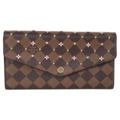 LOUIS VUITTON Rose Ballerina pink Damier canvas SARAH STUDS Wallet