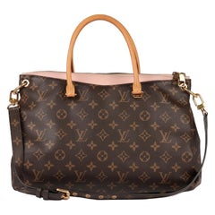 Louis Vuitton Rose Ballerine Calfskin Leather & Brown Monogram Pallas MM