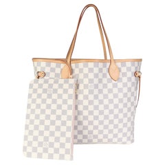 Louis Vuitton Rose Ballerine Damier Azur Canvas Neverfull MM