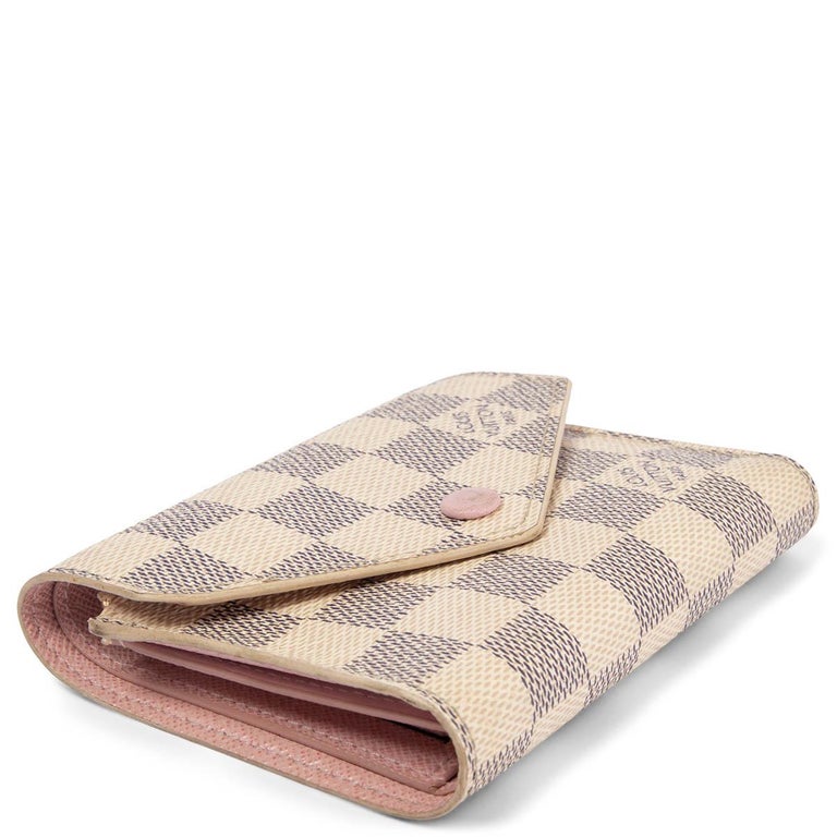 LOUIS VUITTON Rose Ballerine Damier Azur Canvas VICTORINE Wallet at 1stDibs   louis vuitton victorine wallet rose ballerine, louis vuitton wallet rose  ballerine