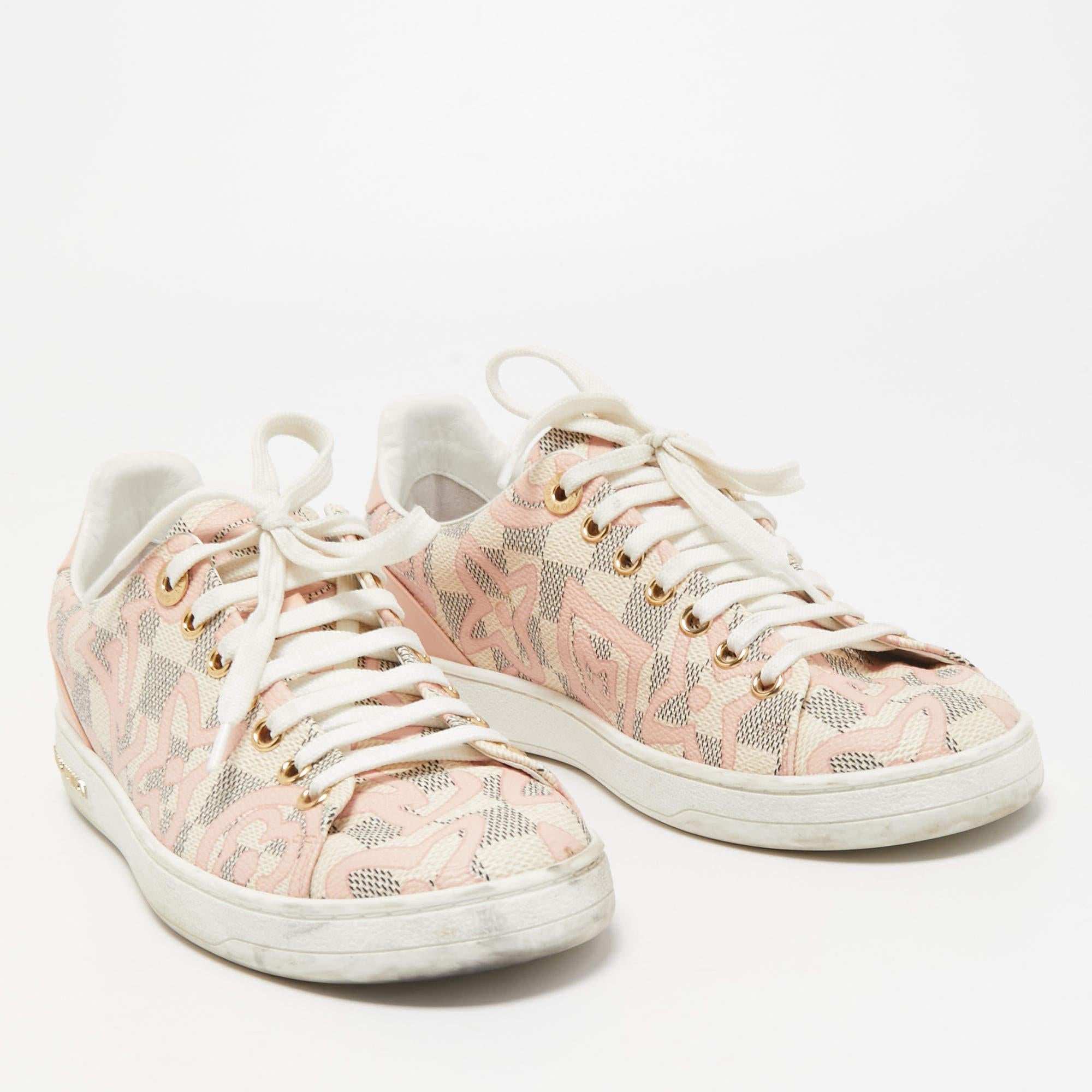 Louis Vuitton Rose Ballerine Damier Azur Tahitienne Bora Turnschuhe Größe 37 (Beige)