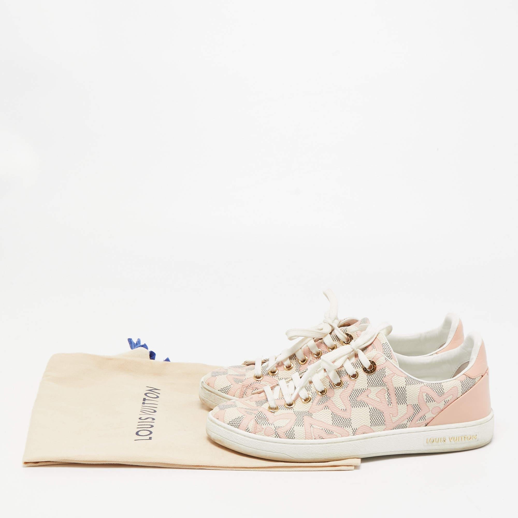 Women's Louis Vuitton Rose Ballerine Damier Azur Tahitienne Bora Bora Sneakers Size 37
