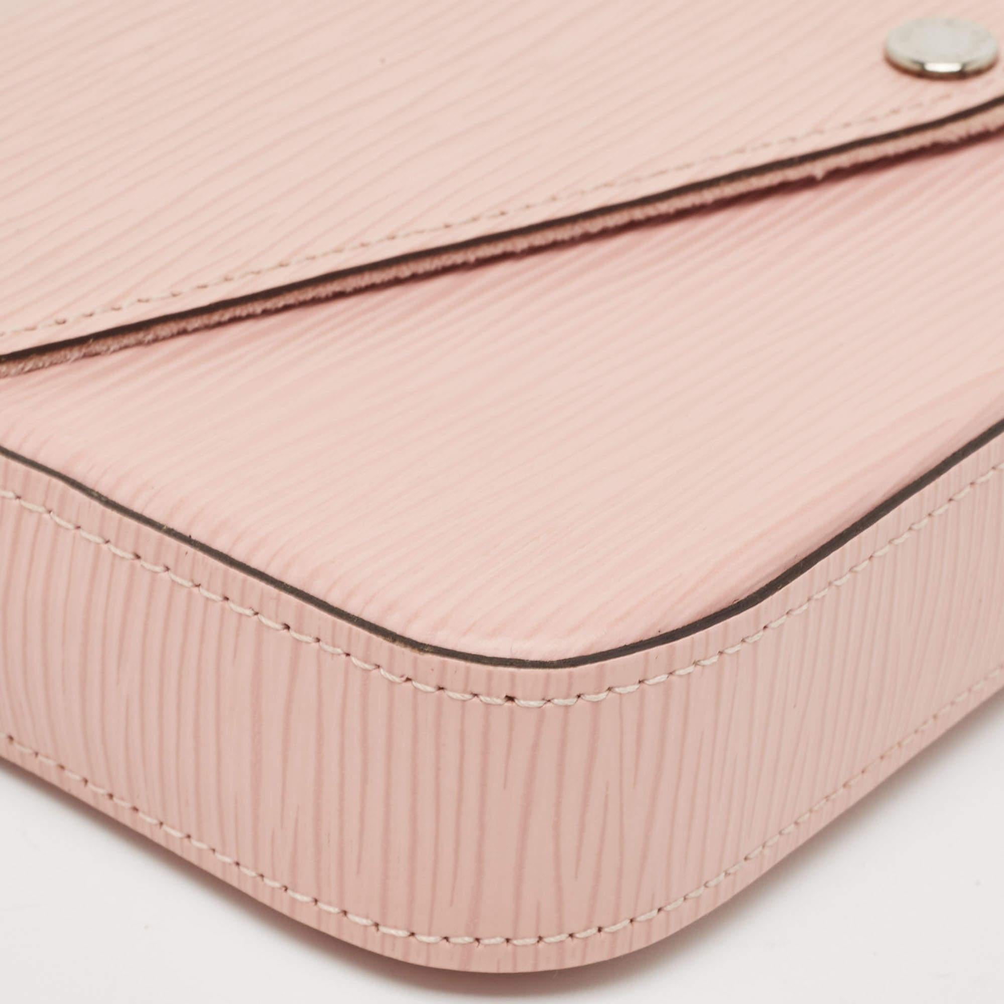 Louis Vuitton Rose Ballerine Epi Leather Pochette Felicie Bag For Sale 9