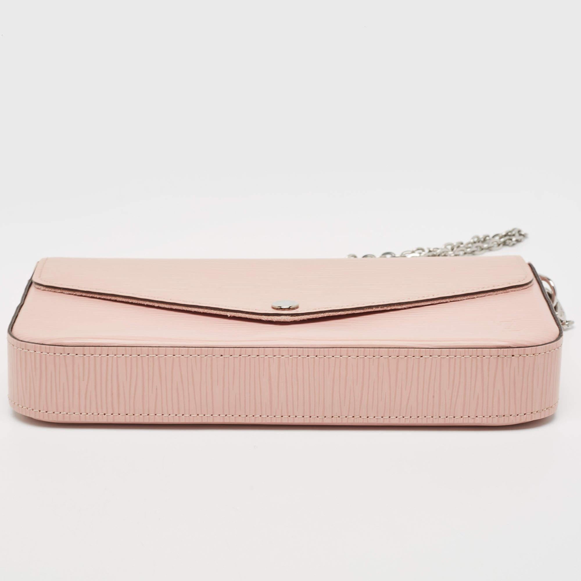 Louis Vuitton Rose Ballerine Epi Leather Pochette Felicie Bag For Sale 10