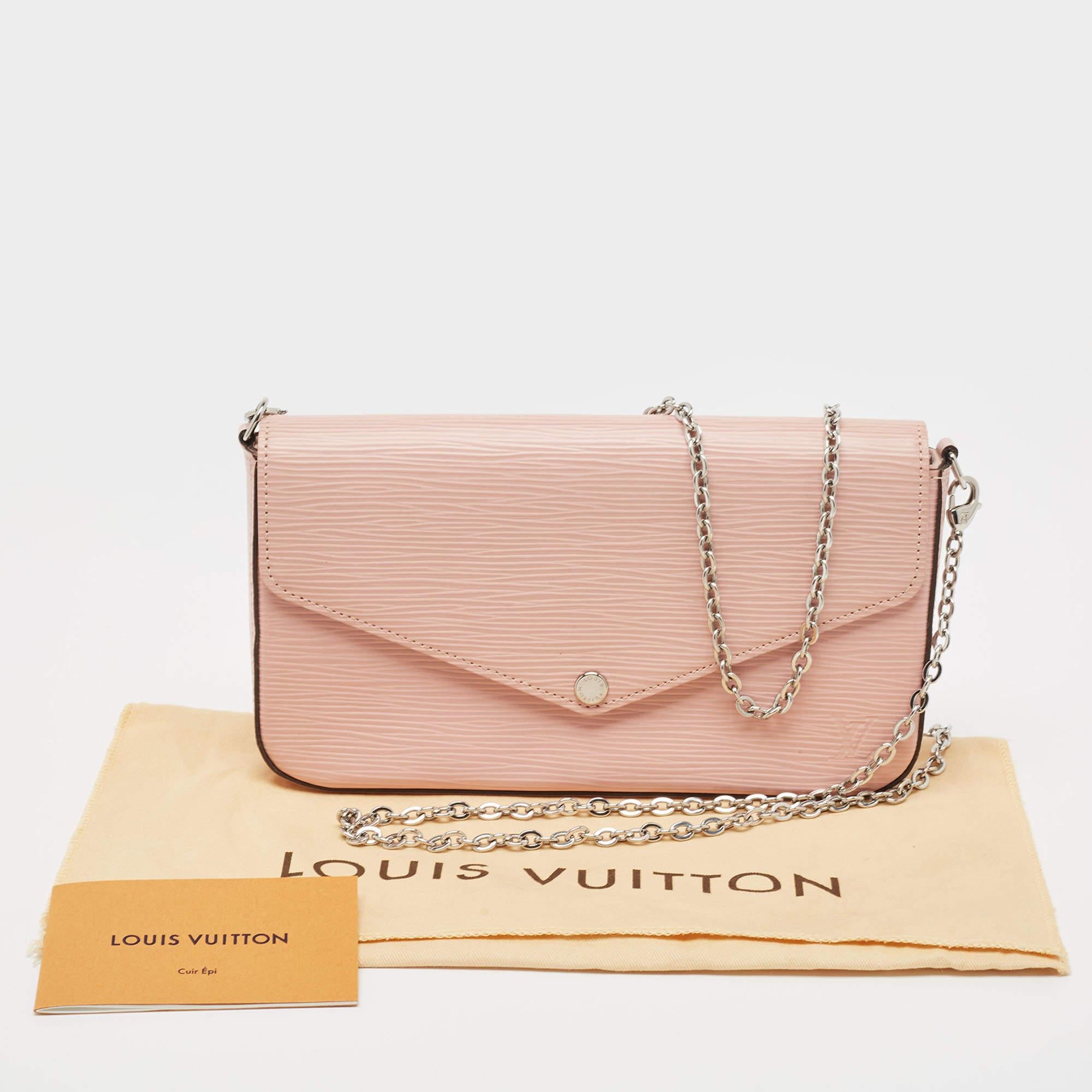 Women's Louis Vuitton Rose Ballerine Epi Leather Pochette Felicie Bag For Sale