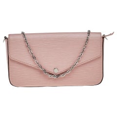 Used Louis Vuitton Rose Ballerine Epi Leather Pochette Felicie Bag