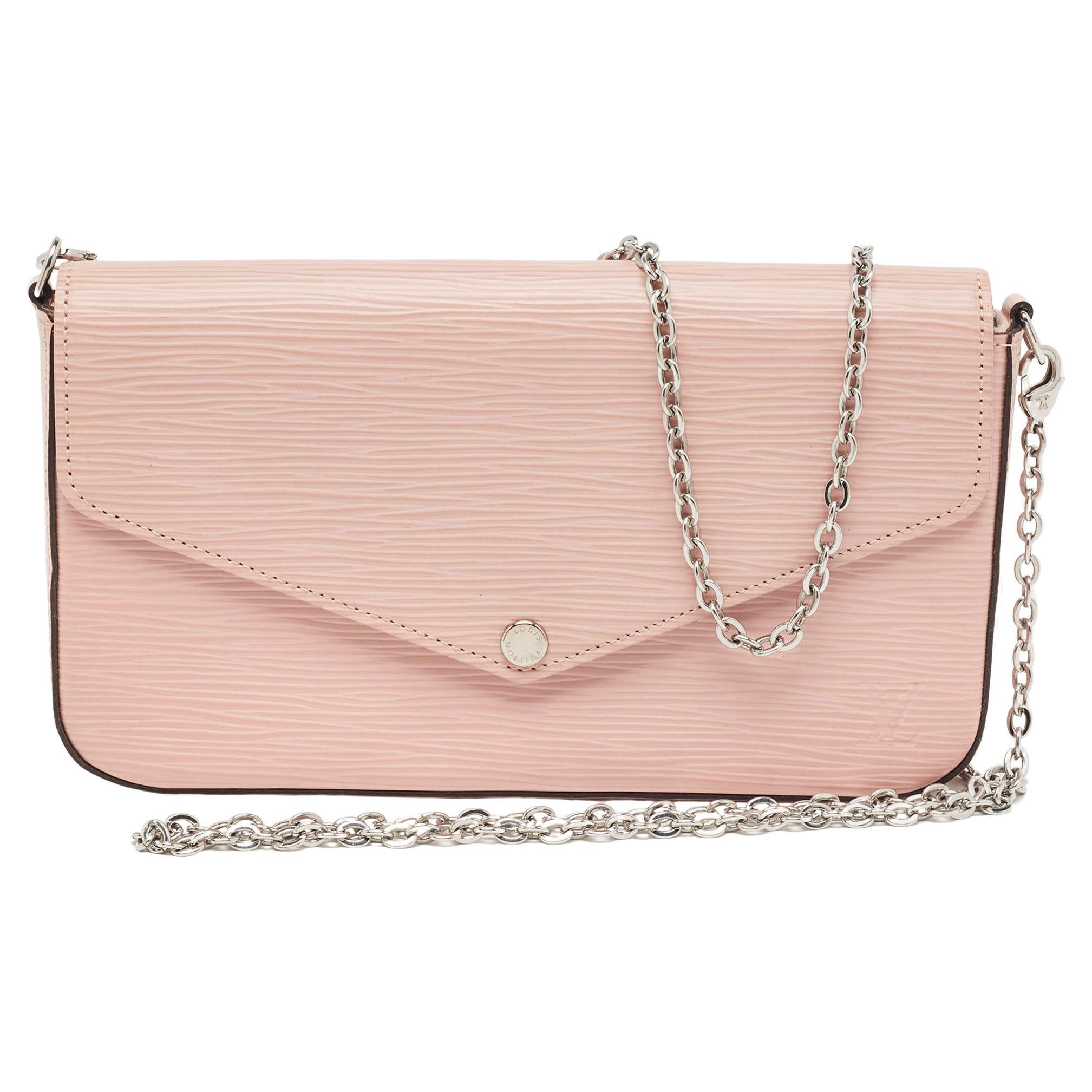 Louis Vuitton Rose Ballerine Epi Leather Pochette Felicie Bag For Sale
