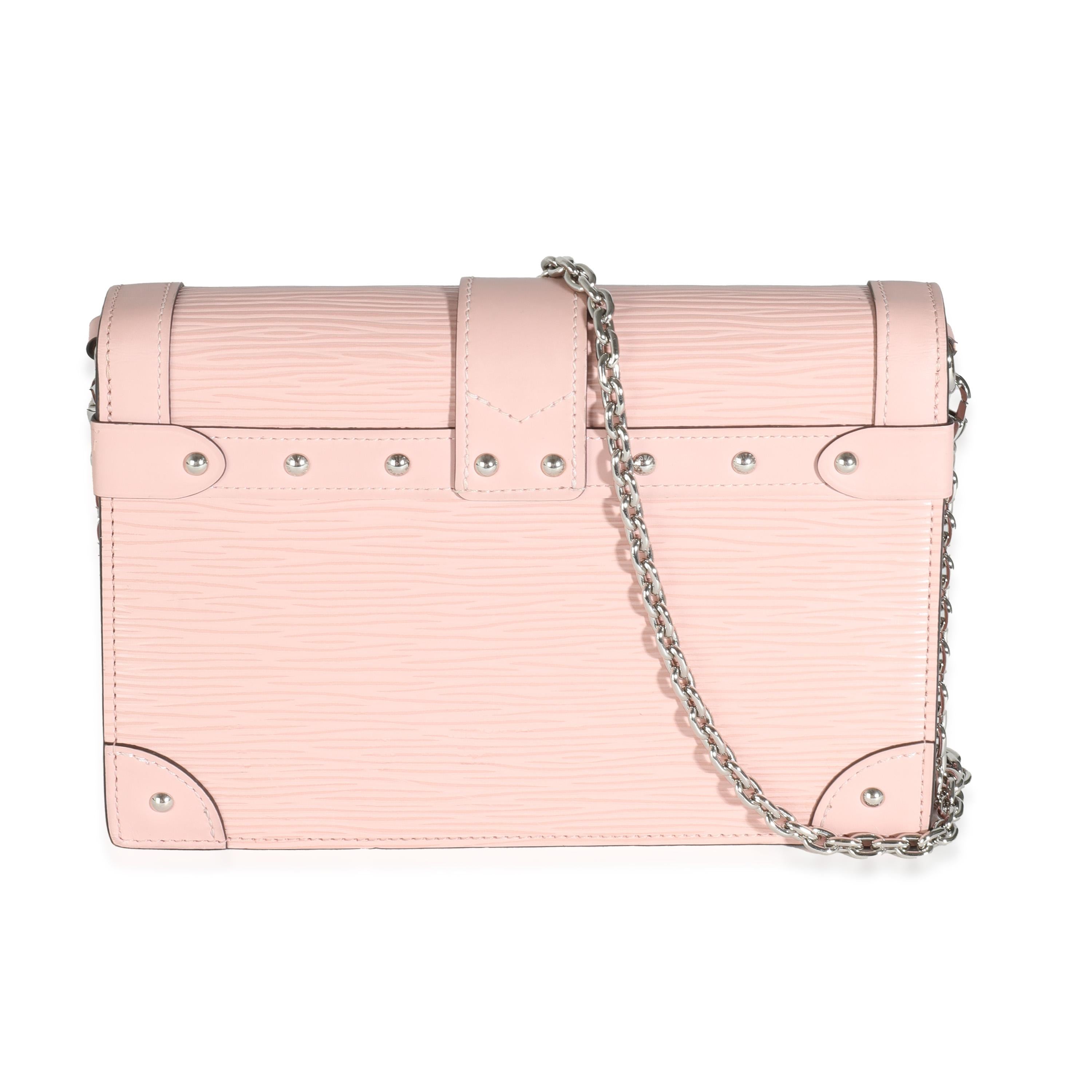 Listing Title: Louis Vuitton Rose Ballerine Epi Trunk Chain Wallet
SKU: 144113
Condition: Pre-owned 
Handbag Condition: Very Good
Condition Comments: Item is in very good condition with minor signs of wear. Discoloration along back exterior.
