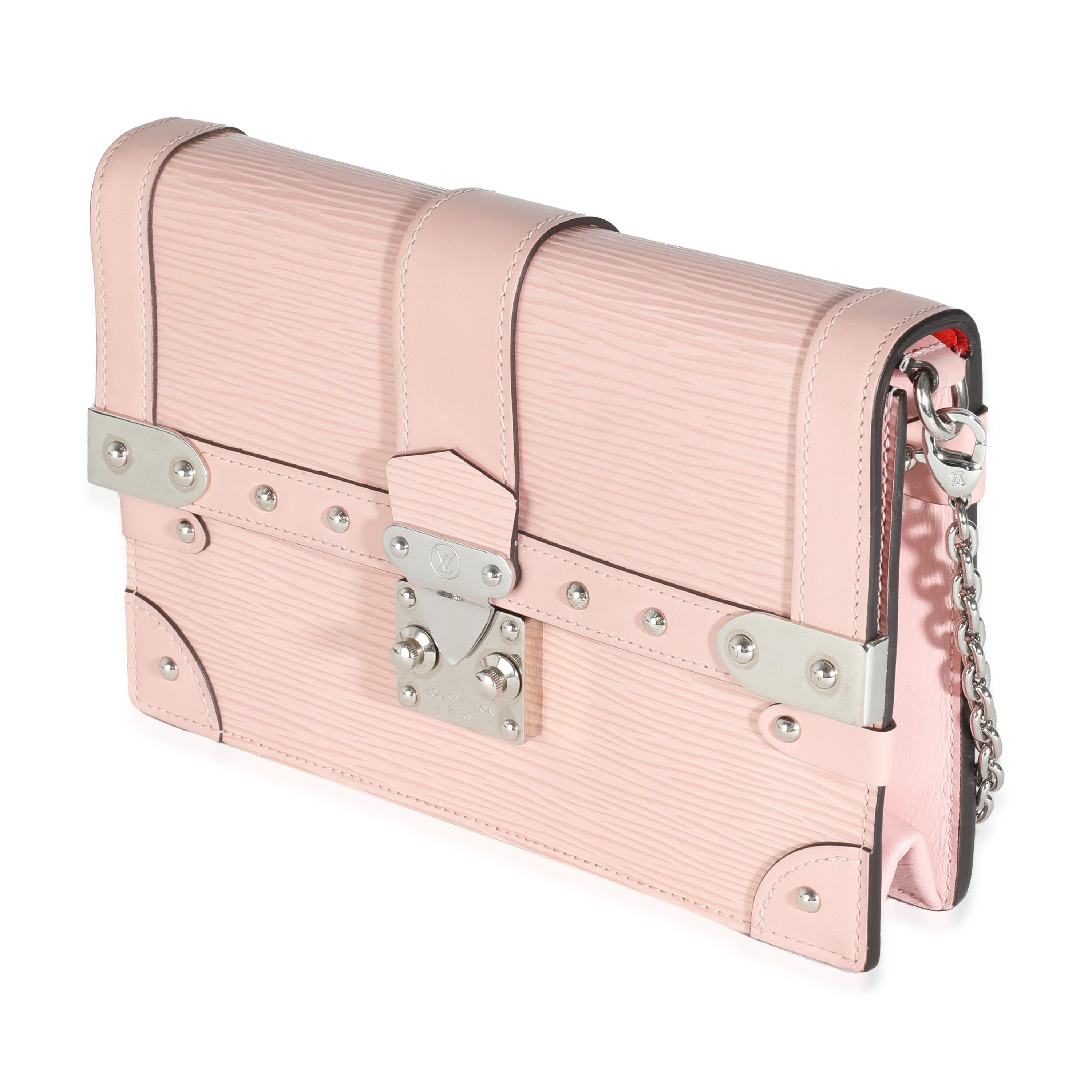 Louis Vuitton Rose Ballerine Epi Trunk Chain Wallet In Excellent Condition For Sale In New York, NY