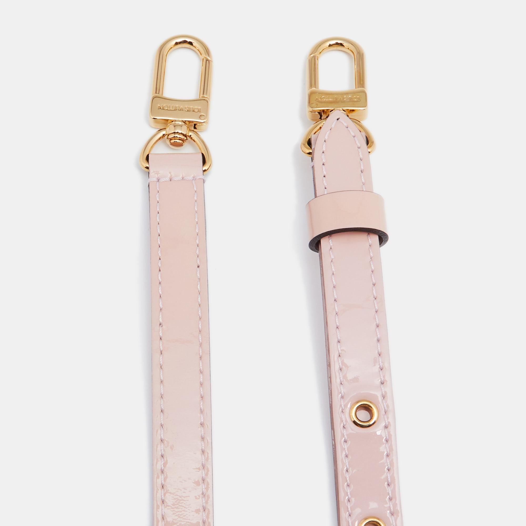Beige Louis Vuitton Rose Ballerine Patent Leather Adjustable Shoulder Bag Strap