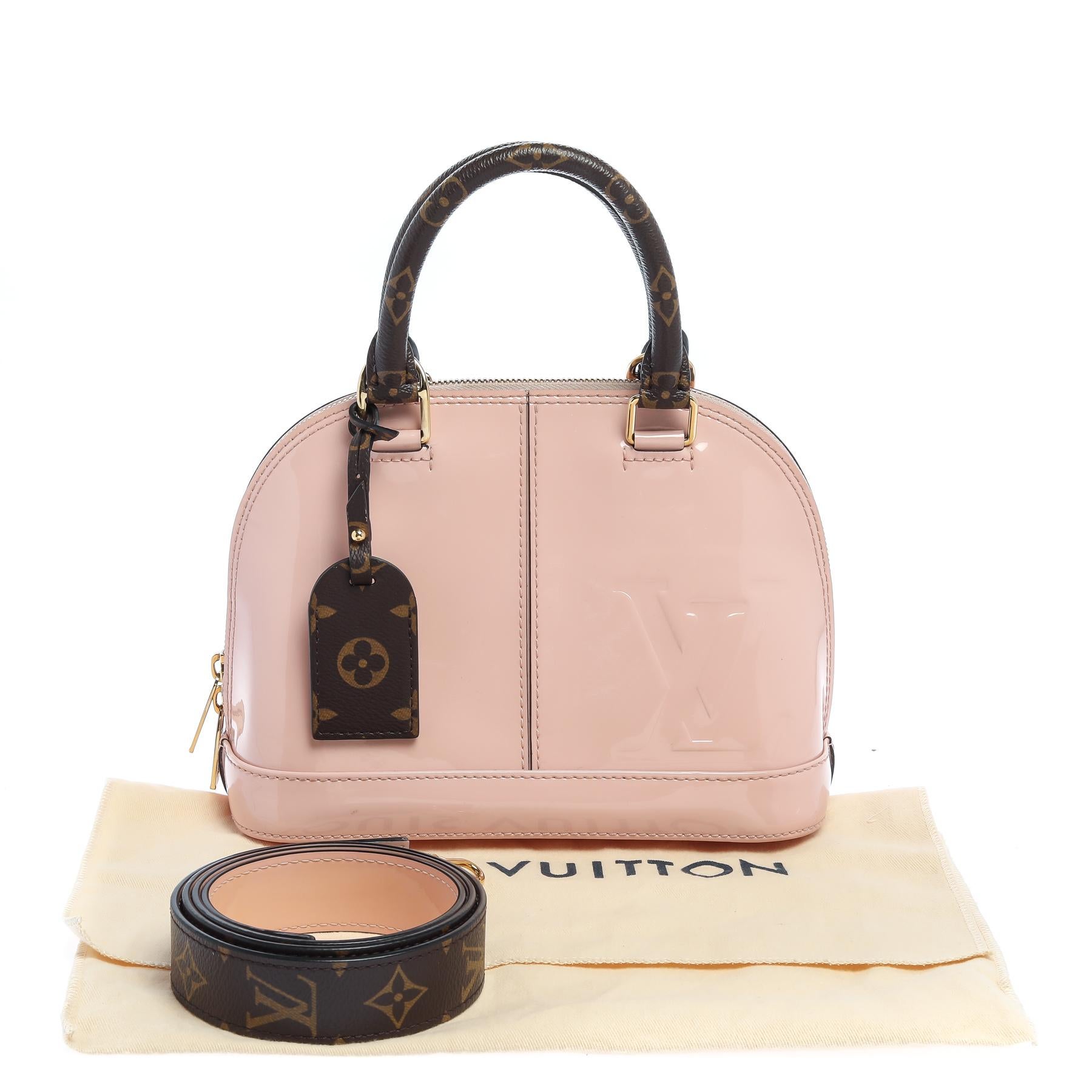 Louis Vuitton Rose Ballerine Patent Leather Alma BB Bag 8