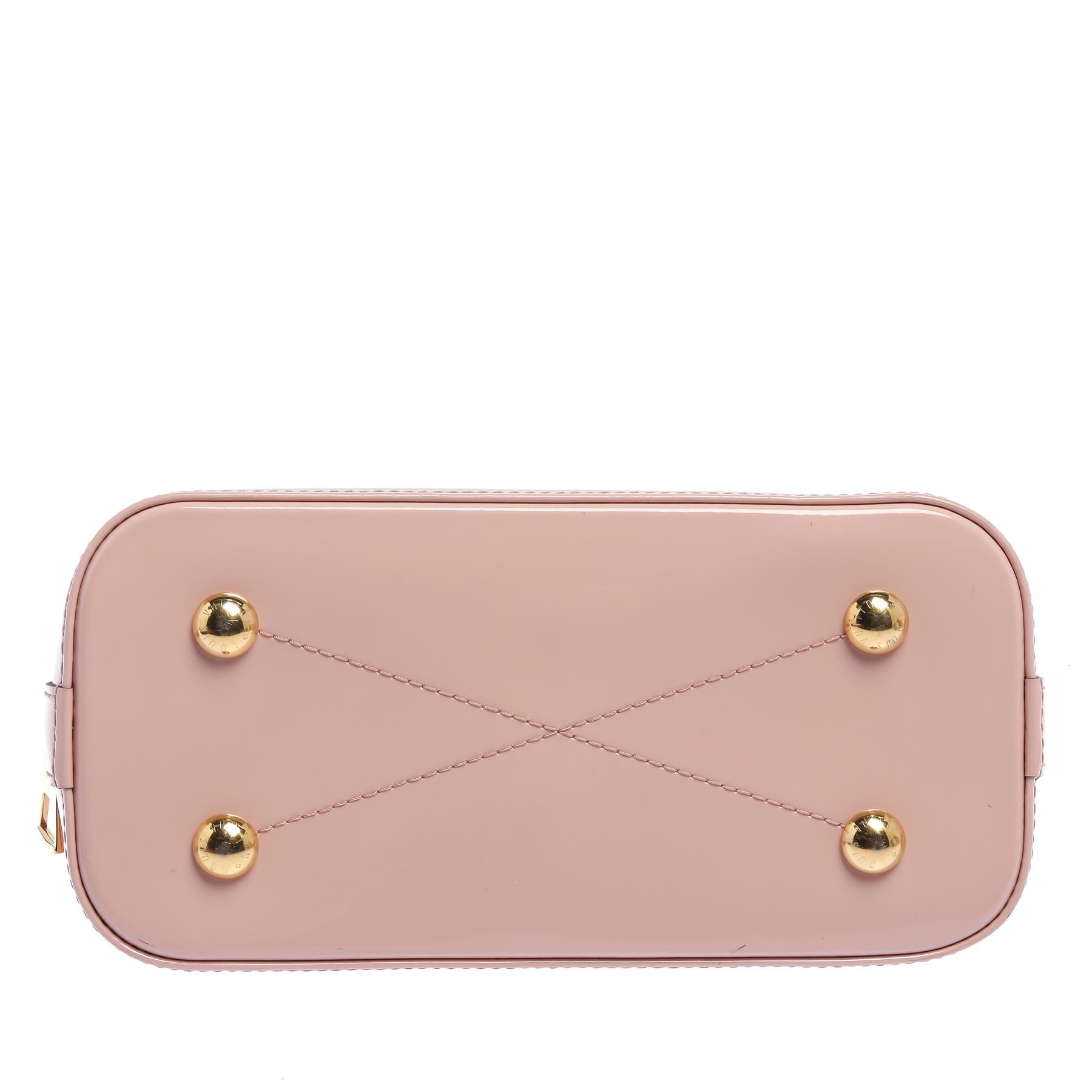 Beige Louis Vuitton Rose Ballerine Patent Leather Alma BB Bag