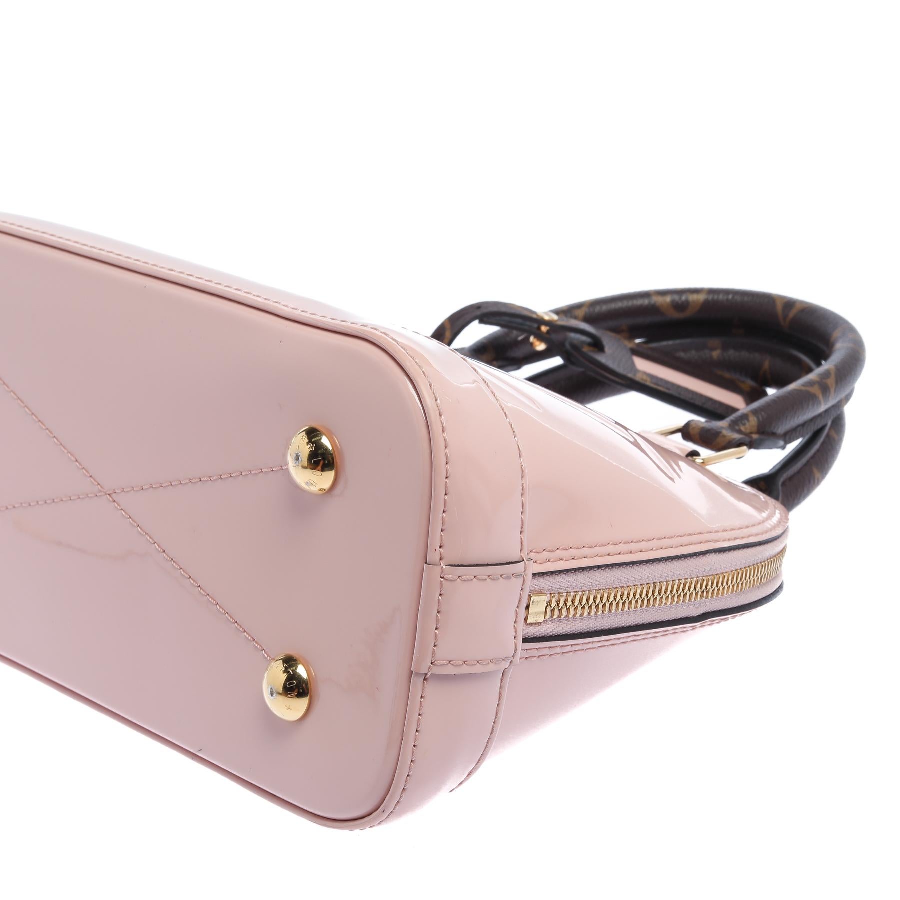 Women's Louis Vuitton Rose Ballerine Patent Leather Alma BB Bag