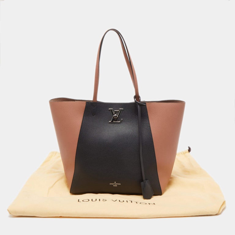 Louis Vuitton Rose/Black Leather Lockme Cabas Bag