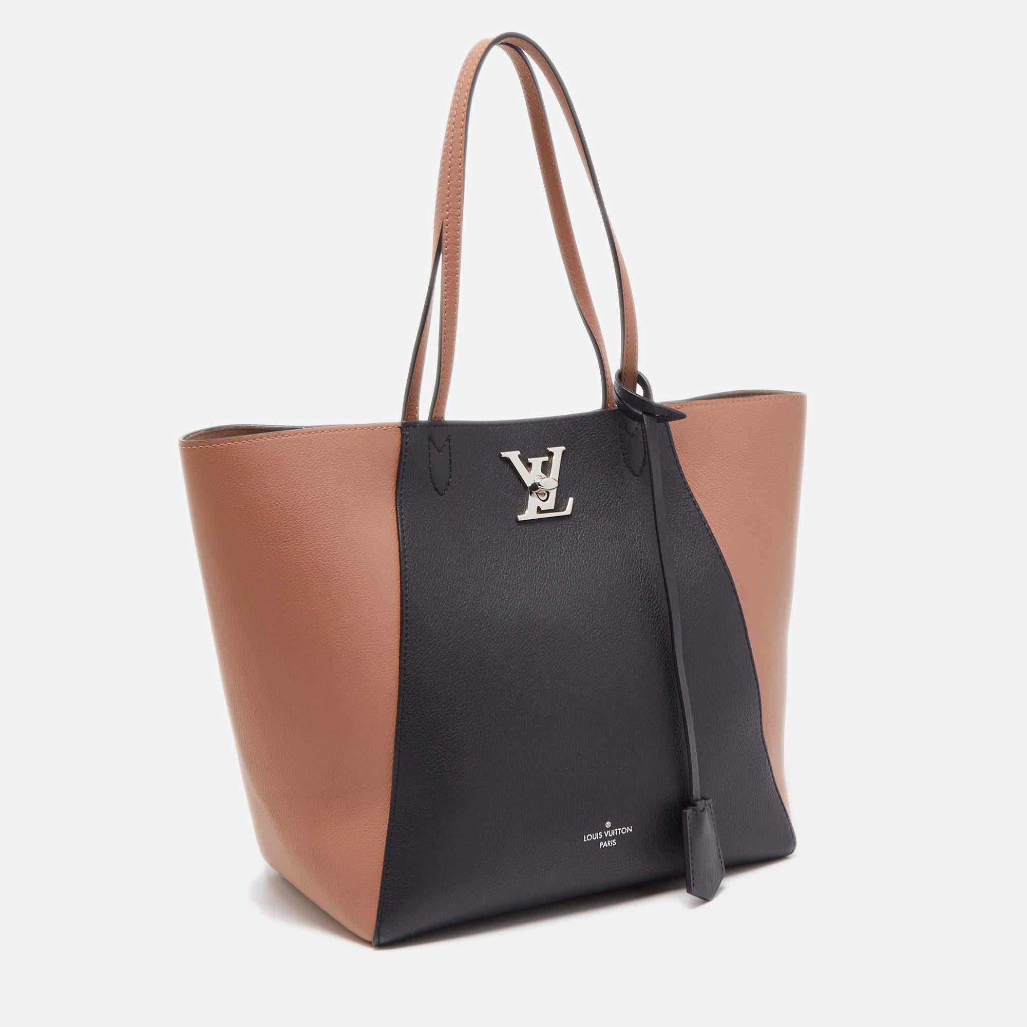 Women's Louis Vuitton Rose/Black Leather Lockme Cabas Bag