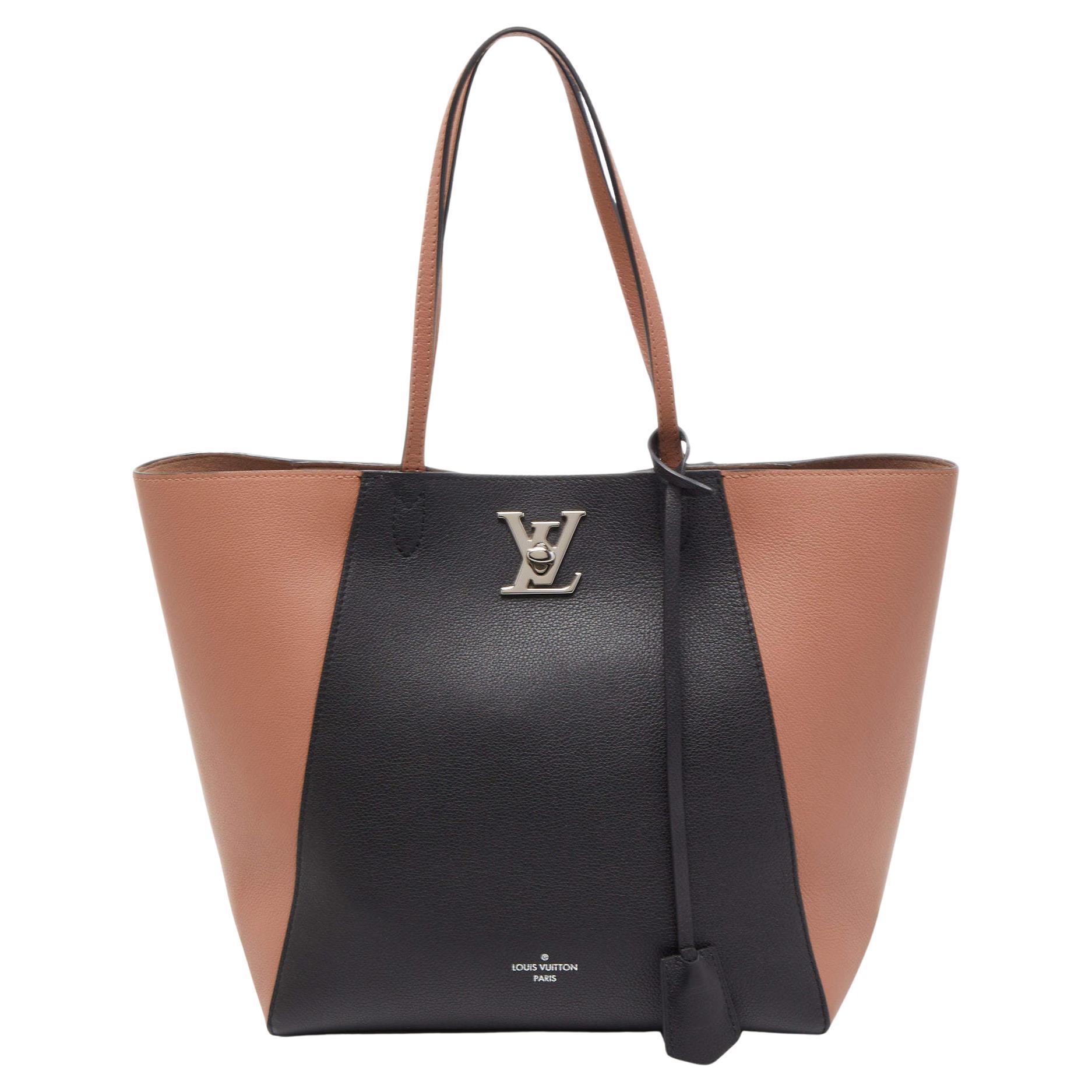 Louis Vuitton Rose/Black Leather Lockme Cabas Tote Bag - Yoogi's