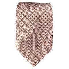 Louis Vuitton Vintage Brown Gold Neck Tie Padlock Pattern Design LV NTW