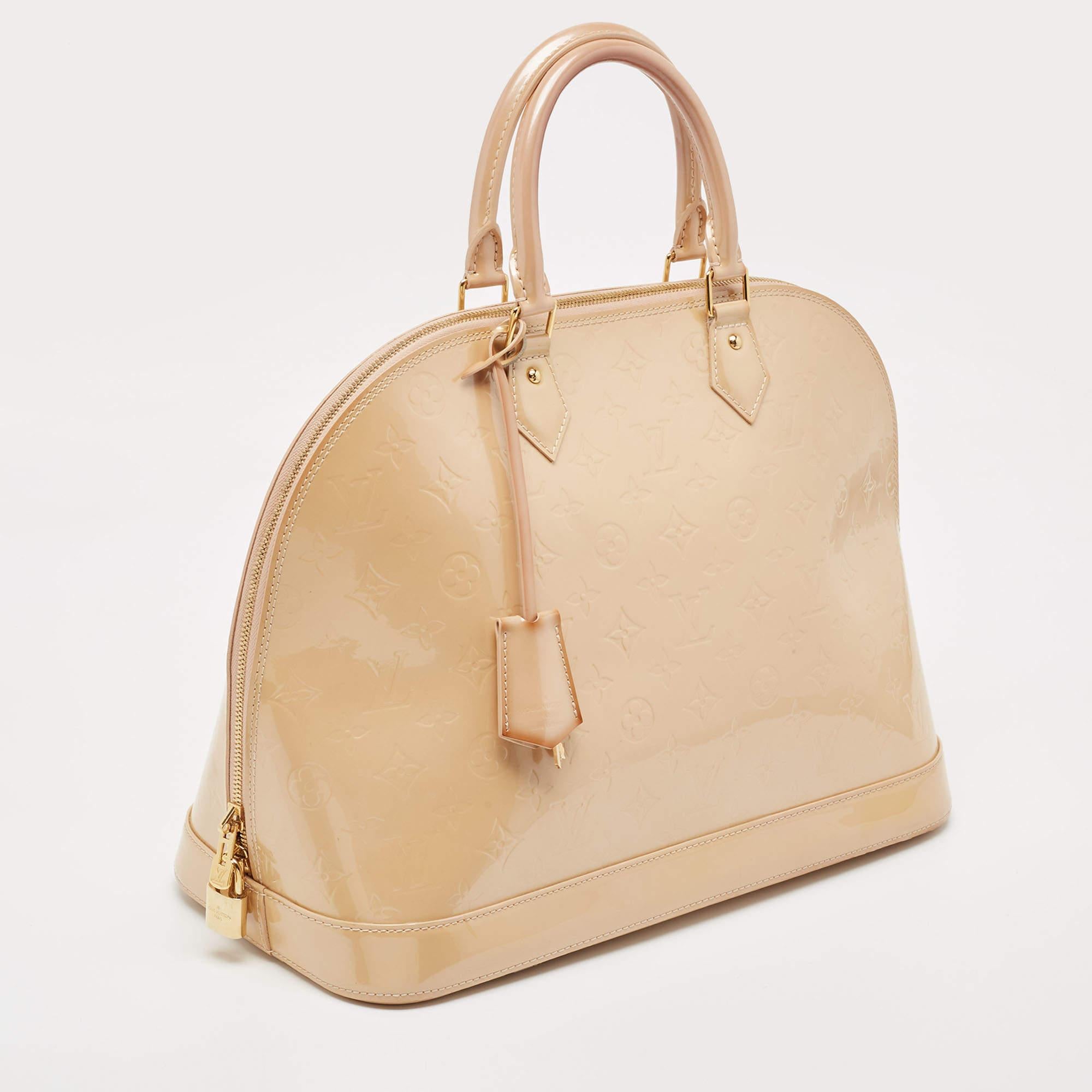 Louis Vuitton Rose Florentine Monogram Vernis Alma GM Bag For Sale 6