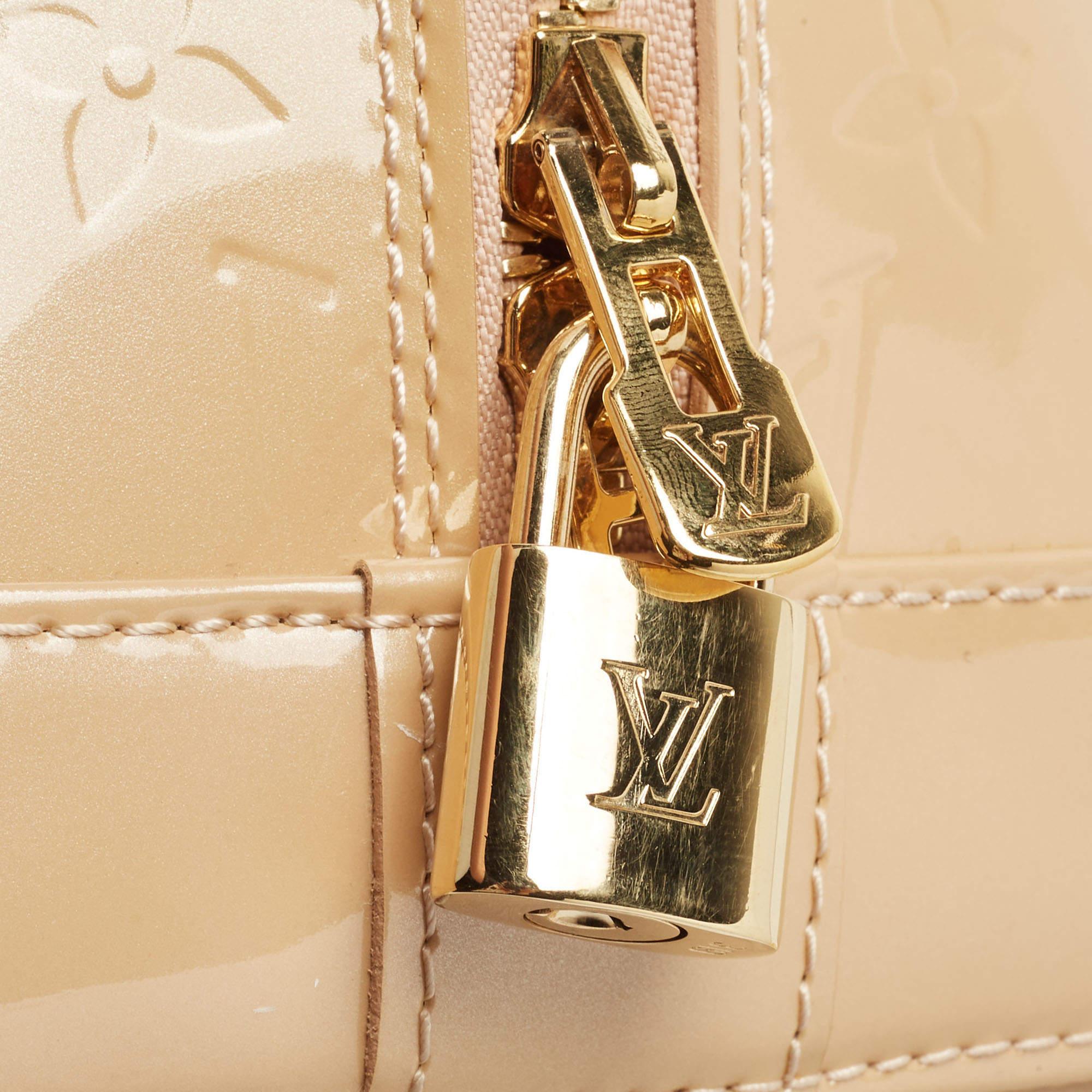 Louis Vuitton Rose Florentine Monogram Vernis Alma GM Bag For Sale 9