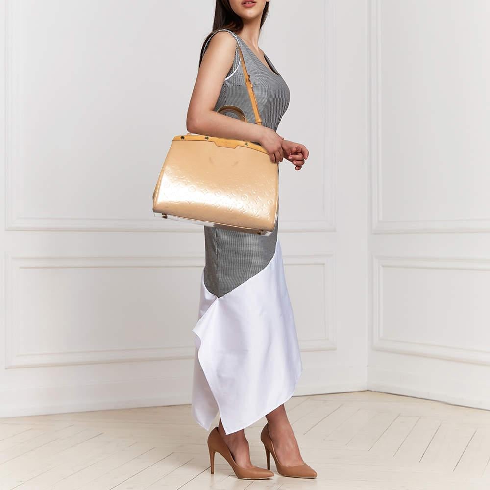 Louis Vuitton Rose Florentine Monogram Vernis Brea GM Bag In Fair Condition In Dubai, Al Qouz 2