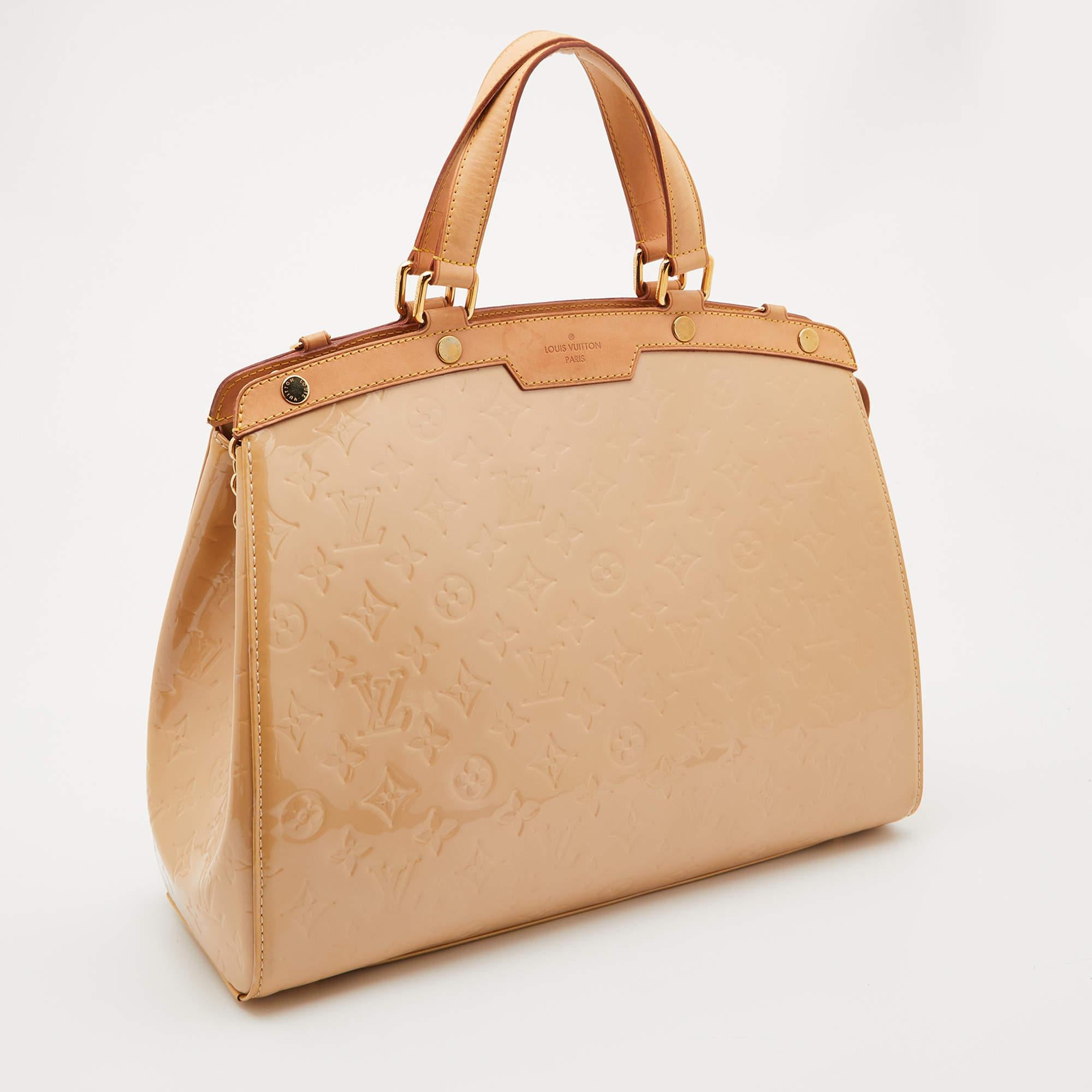 Orange Louis Vuitton Rose Florentine Monogram Vernis Brea GM Bag For Sale