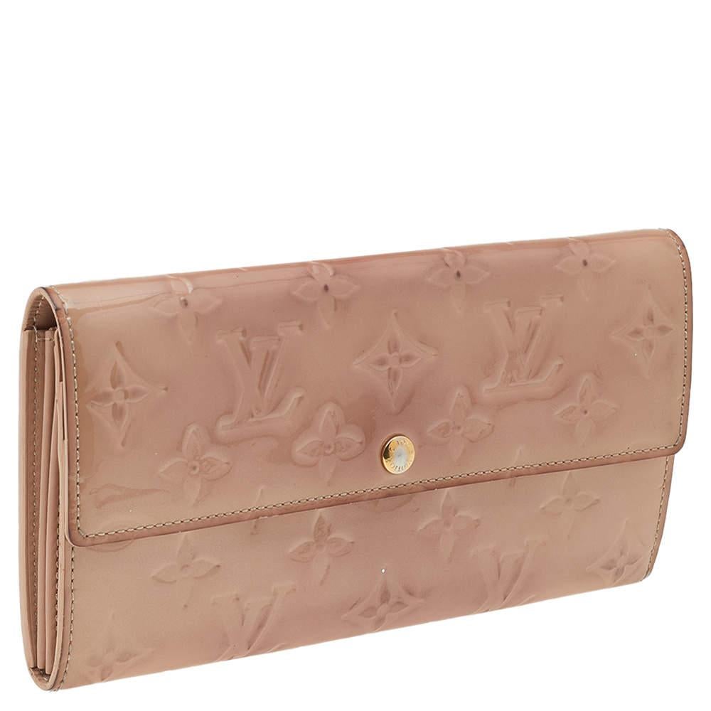 Brown Louis Vuitton Rose Florentine Monogram Vernis Sarah Wallet
