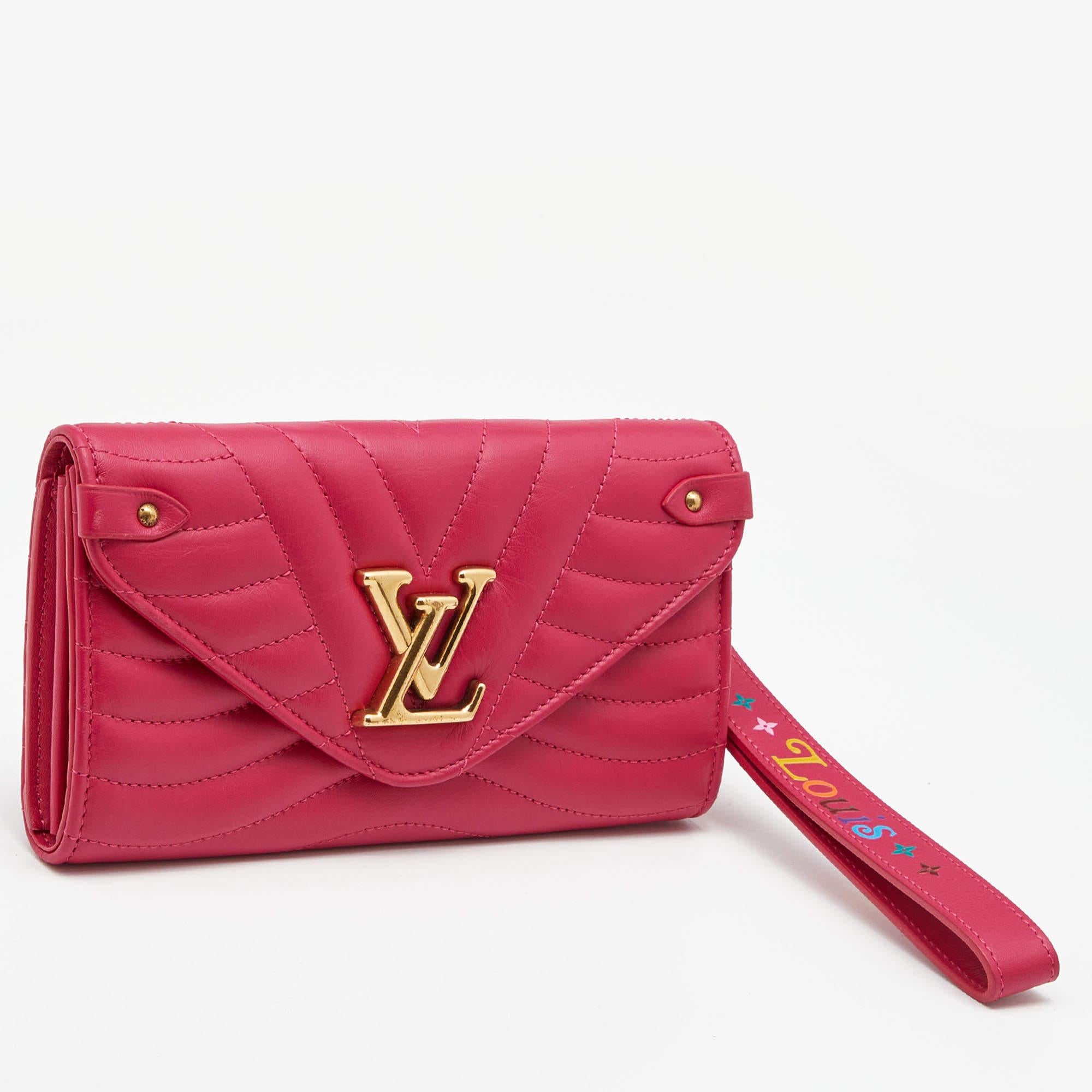 Red Louis Vuitton Rose Freesia Leather New Wave Long Wallet