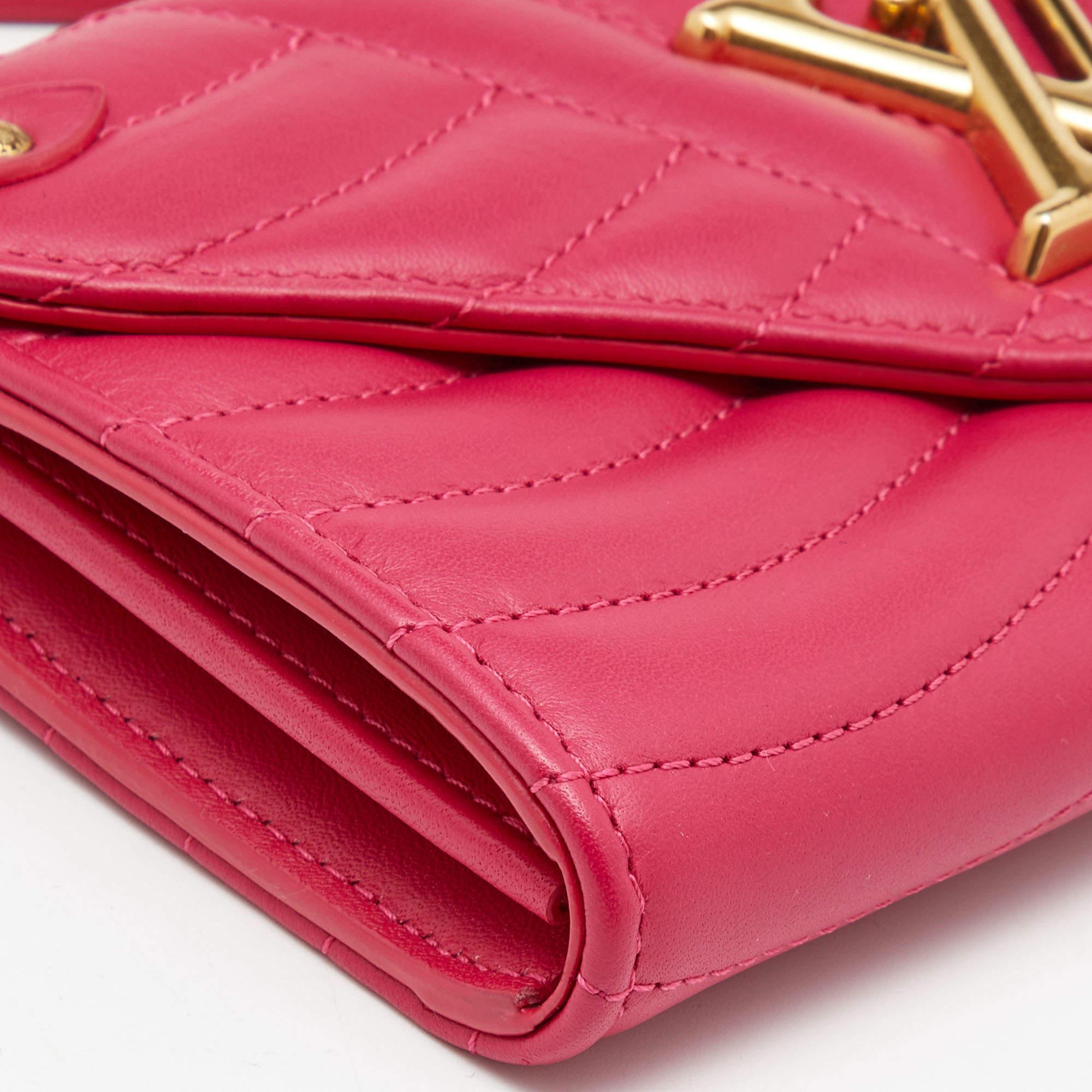 Louis Vuitton Rose Freesia Leather New Wave Long Wallet In Excellent Condition In Dubai, Al Qouz 2