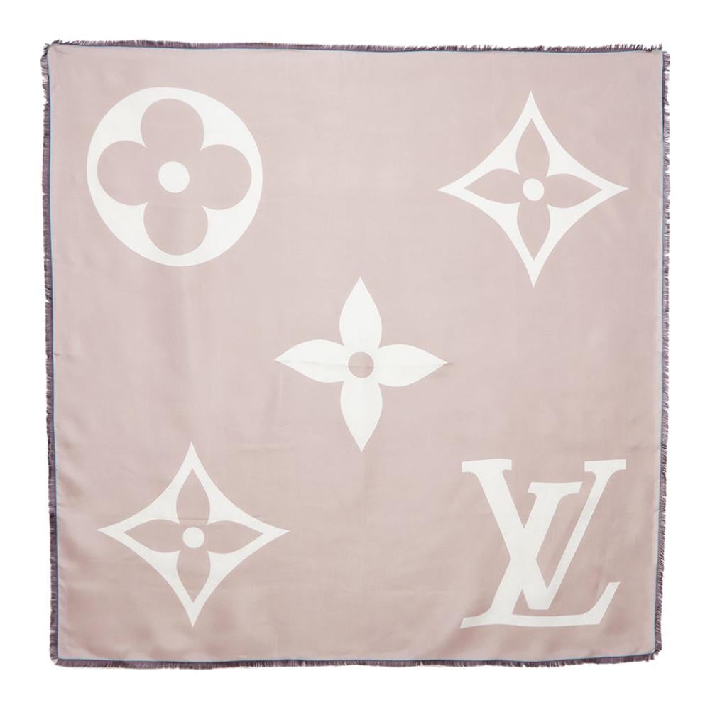 Louis Vuitton Rose Giant Id Silk Square Scarf