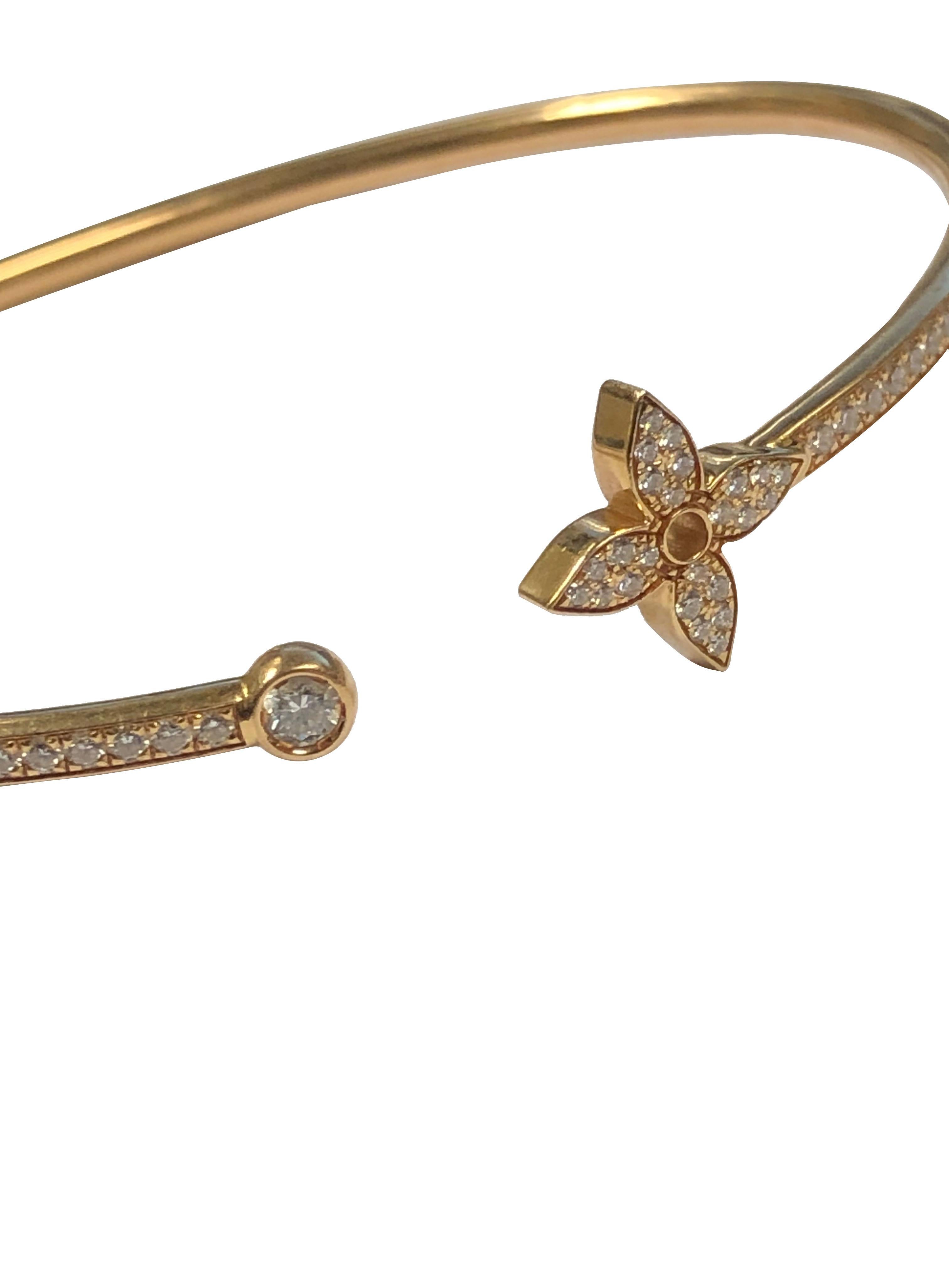 Round Cut Louis Vuitton Rose Gold & Diamond Pave Idylle Blossom Twist Bracelet
