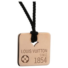 Used Louis Vuitton Rose Gold Dog Tag Pendant Necklace