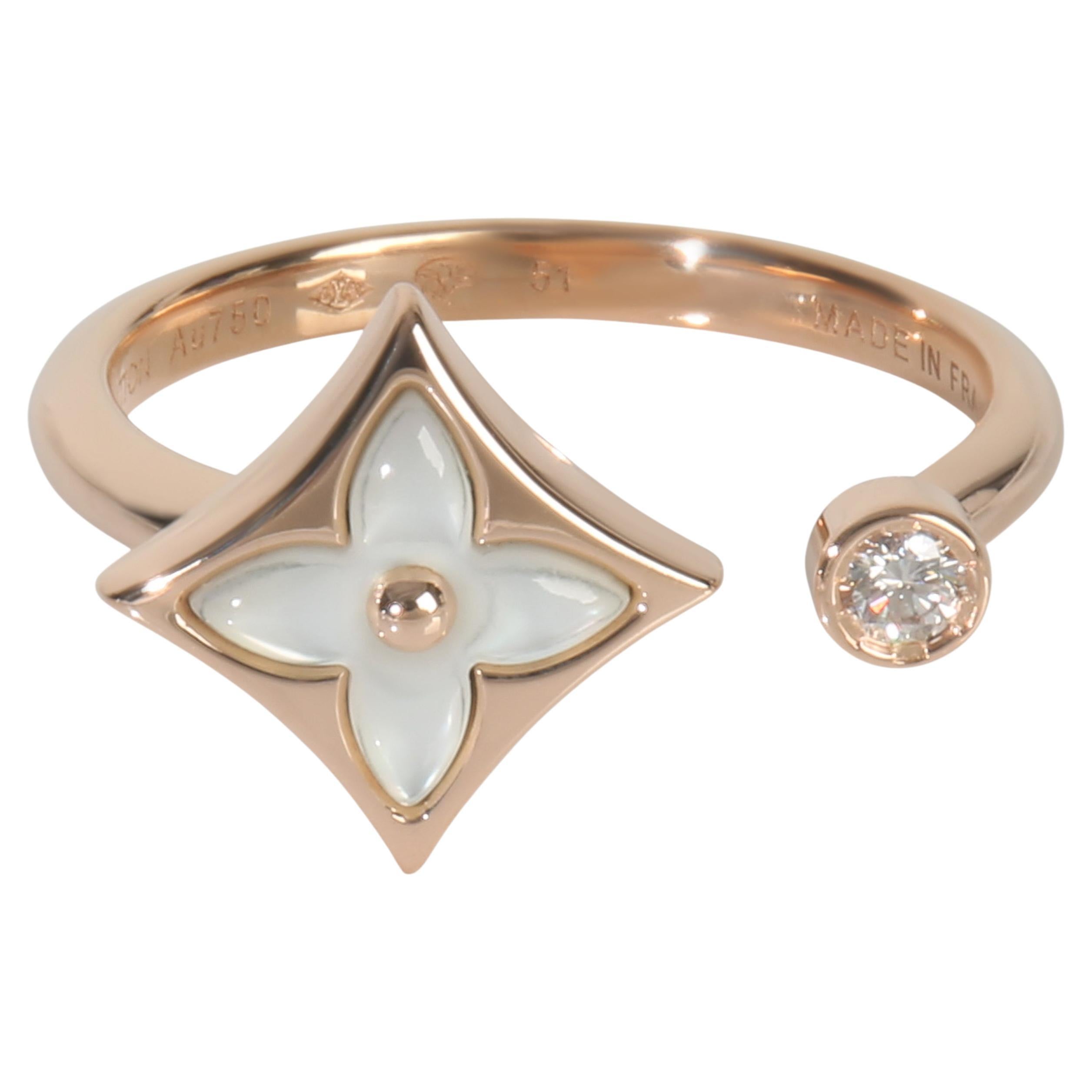 Louis Vuitton Rose Gold Mother Of Pearl and Diamond Color Blossom Ring For Sale