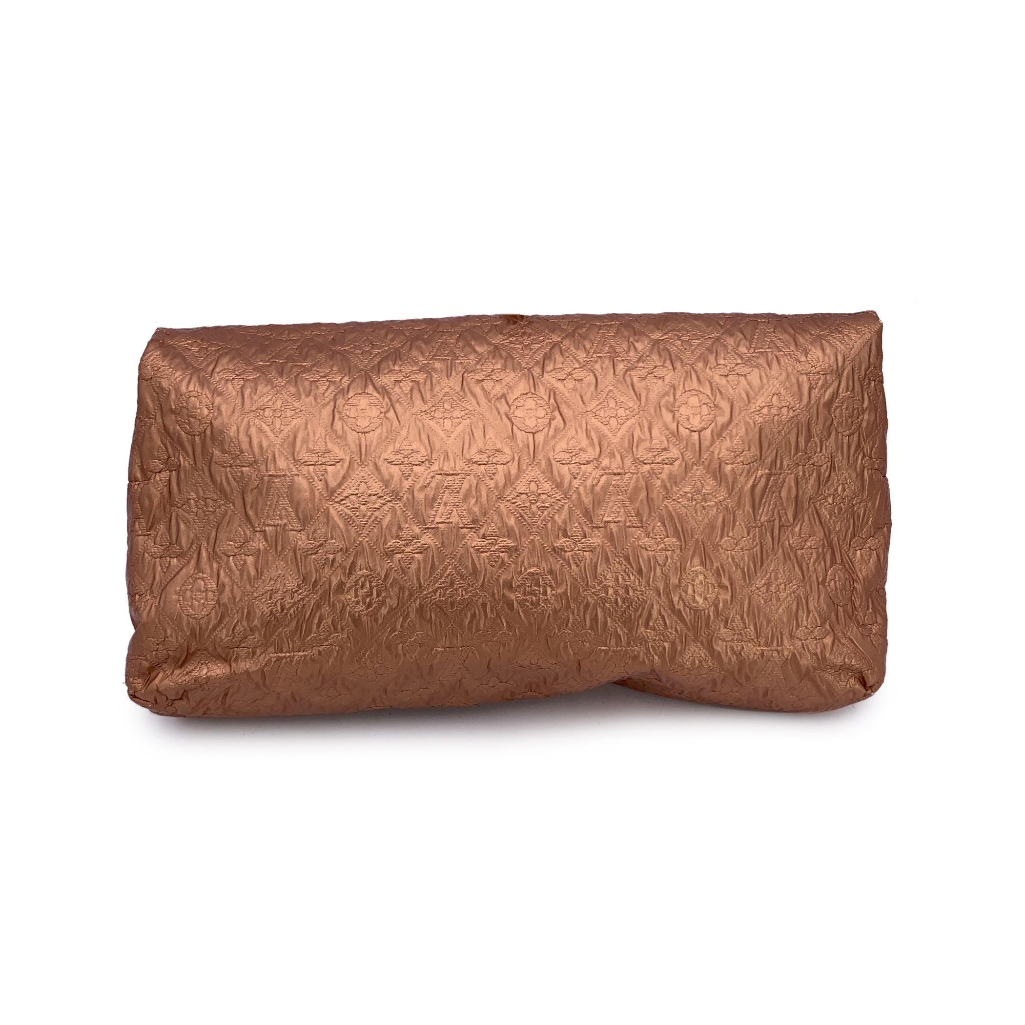 Brown Louis Vuitton Rose Gold Quilted Limelight GM Foldable Clutch Bag