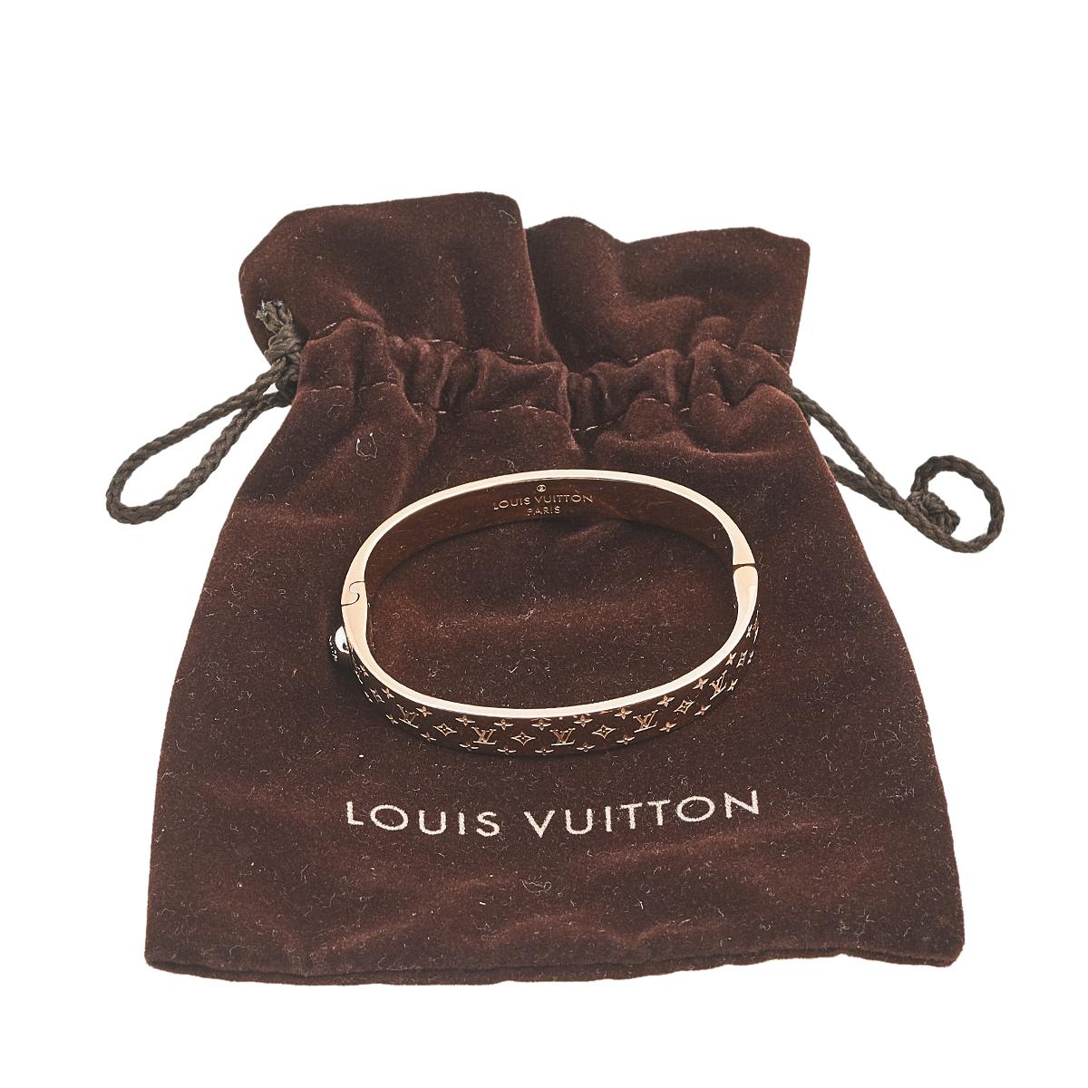 Louis Vuitton Rose Gold Tone Nanogram Cuff Bracelet S 2