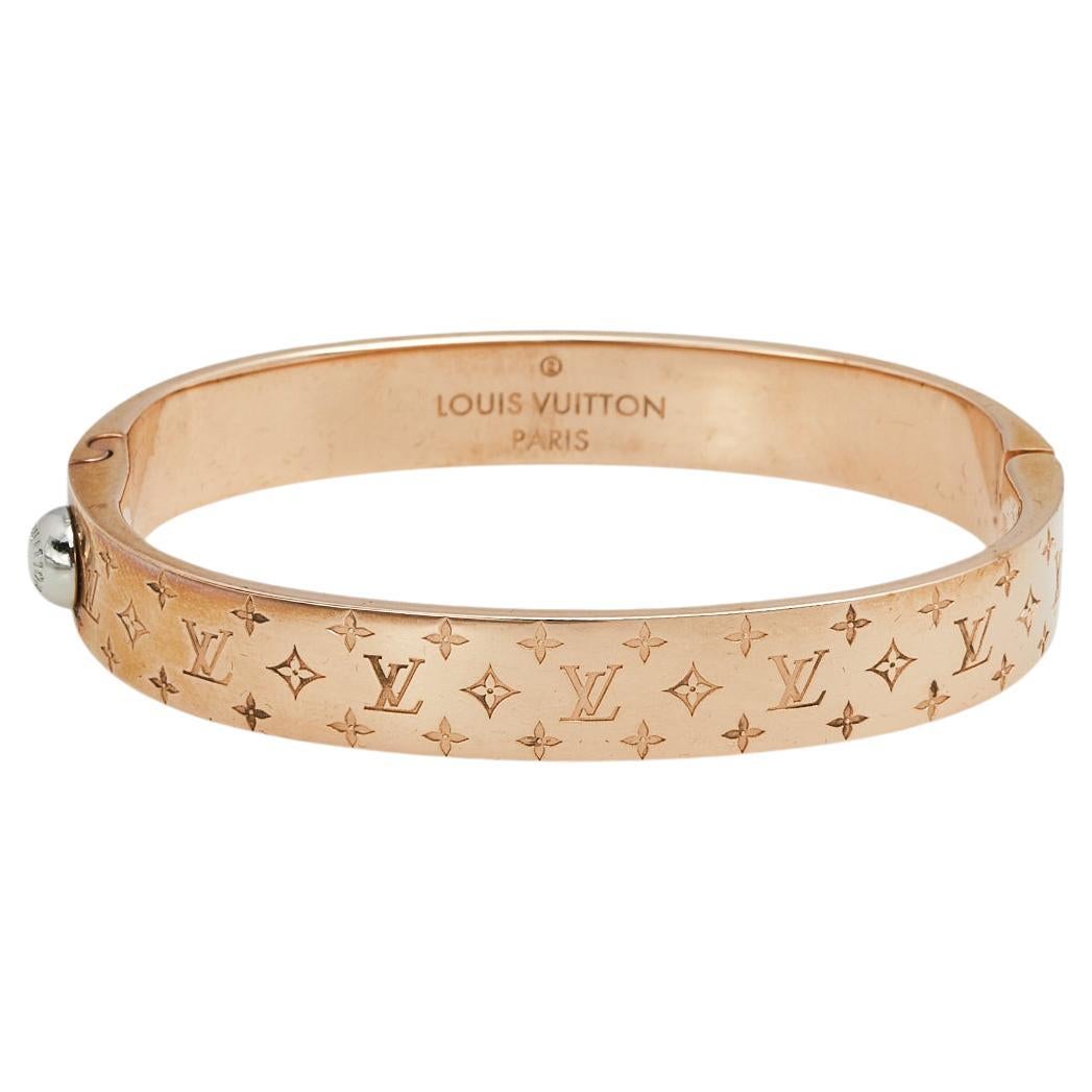 Louis Vuitton Rose Gold Tone Nanogram Cuff Bracelet S