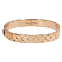 Louis Vuitton Rose Gold Tone Nanogram Cuff Bracelet S